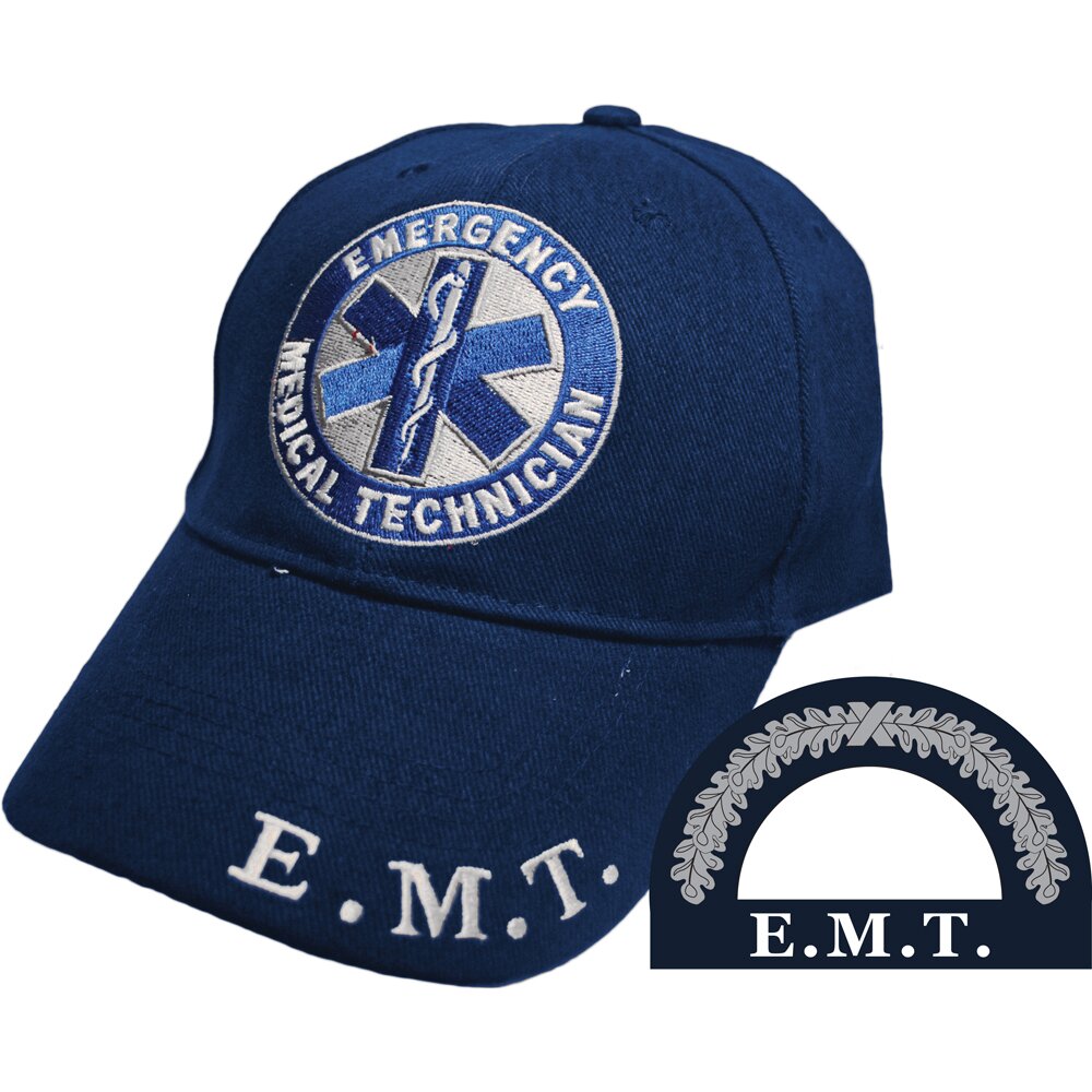 CP01712 Blue E.M.T. Cap w/ Embroidered Logo and Wreath