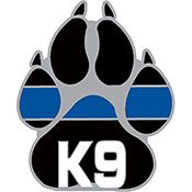K9 Corps Police Dog Thin Blue Line Paw Print Pin 1"