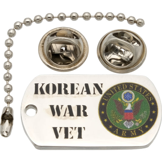 U.S. Army Logo Korean War Vet Dog Tag Pin 1"