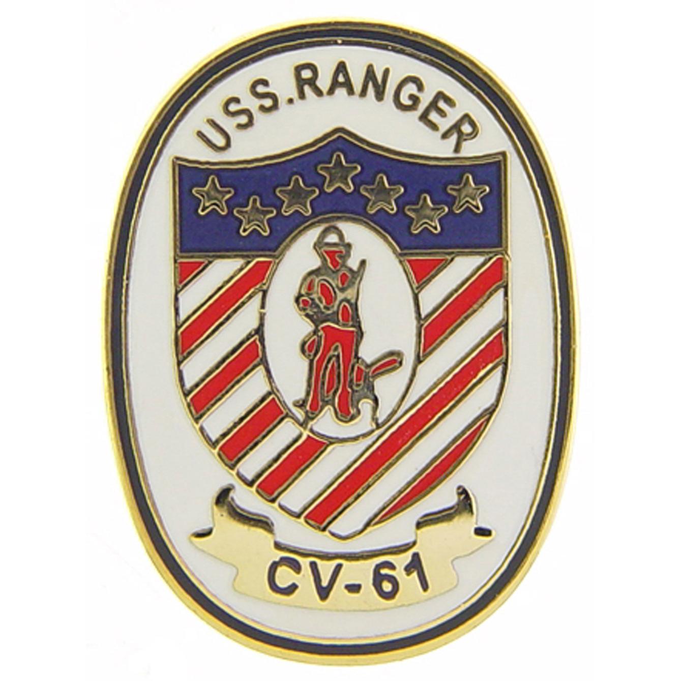 U.S. Navy USS Ranger CV-61 Emblem Pin 1"