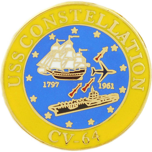 U.S. Navy USS Constellation CV-64 Emblem Pin 1"