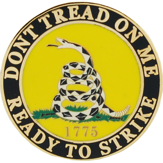 Don't Tread On Me Ready To Strike 1775 Coiled Snake Yellow Pin 1"