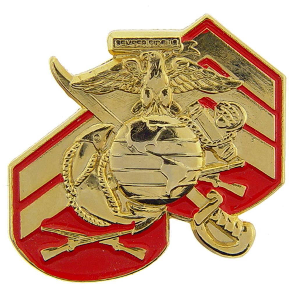 U.S.M.C. Logo with Rank Pin 1"