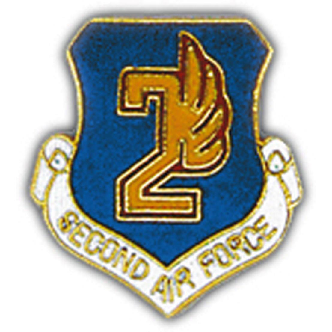 U.S. Air Force 2nd Air Force Shield Pin 1"