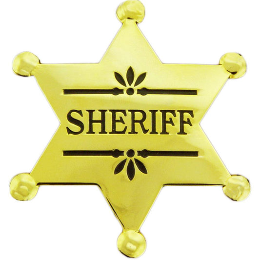 Sherriff Badge Pin Gold Plated 2 1/2"