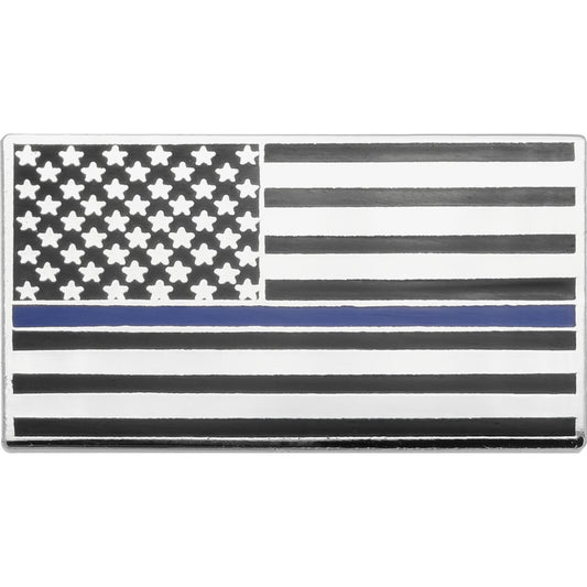 Thin Blue Line Police American Flag Pin 1 1/2"