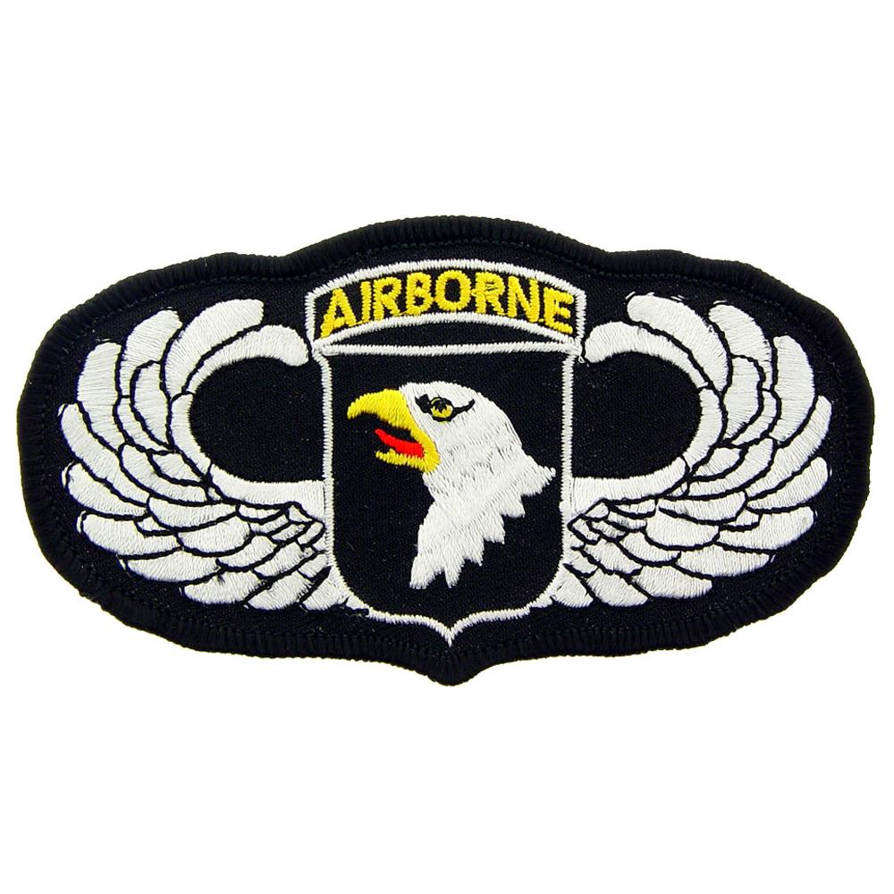 U.S. Army 101st Airborne Wing Patch Black & White 3"