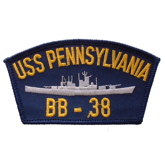 USS Pennsylvania BB-38 Patch Blue & Yellow 2 1/4" x 4"