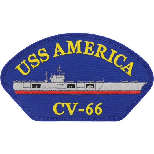 USS America CV-66 Patch Blue & Yellow 2 1/4" x 4"