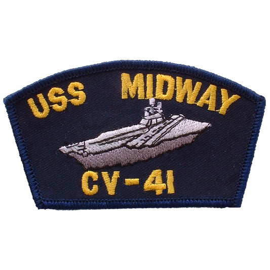 USS Midway CV-41 Patch Blue & Yellow 2 1/4" x 4"