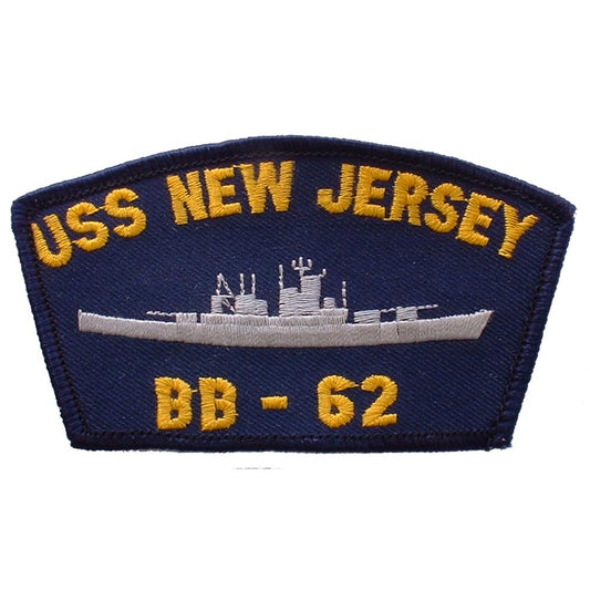 USS New Jersey BB-62 Patch Blue & Yellow 2 1/4" x 4"