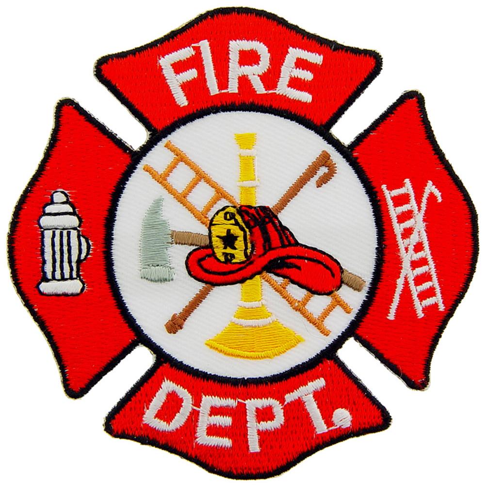 Fire Department Logo Patch Red & White 3"