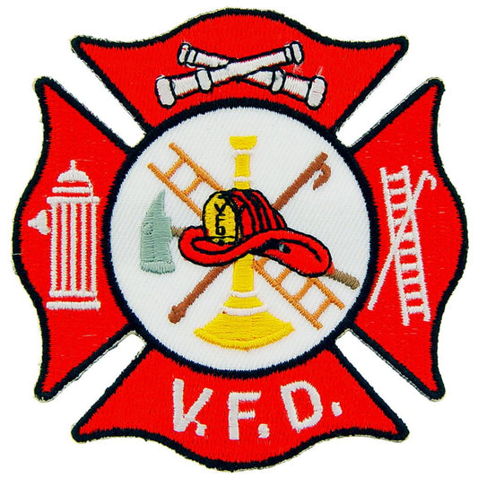 Volunteer Fire Department Logo Patch Red & White 3"