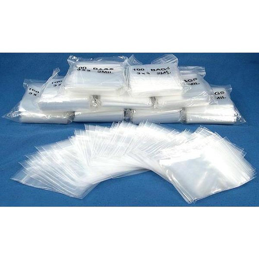 3 x 3 Ziplock Reclosable Clear Plastic Zip Seal 2mil Poly Bags 1000 Pcs