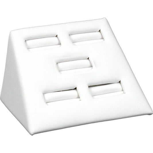 5 Slot Ring Display White Faux Leather 2"