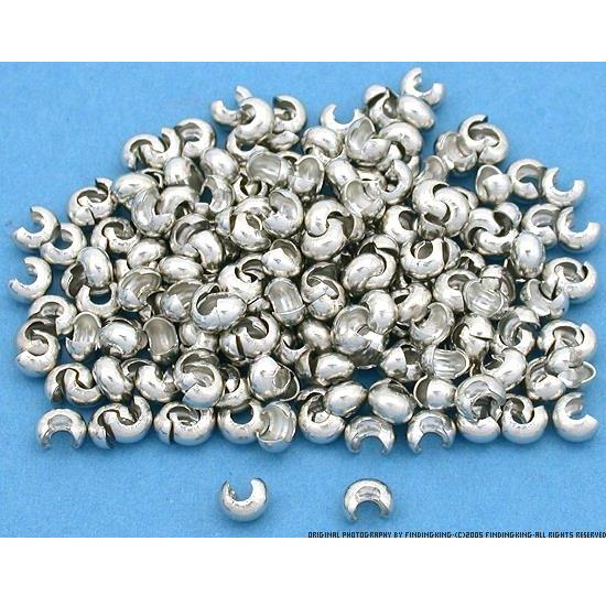 200 Silver Tone Round Crimp Bead Covers Jewelry 5mm