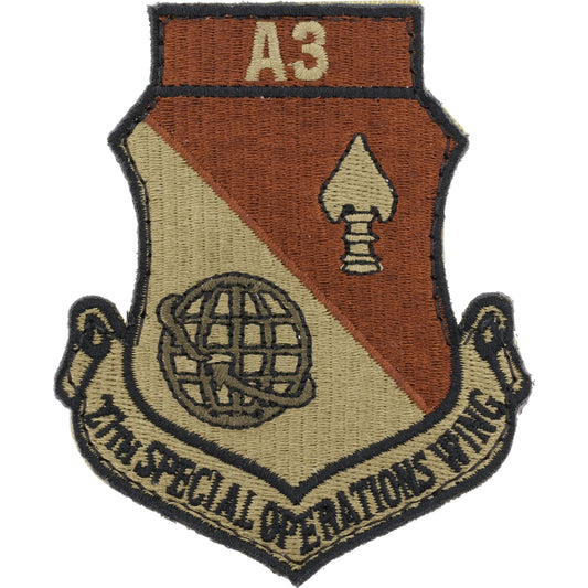 U.S. Air Force 27th Special Operations Wing A3 Patch Subdued Hook Backing