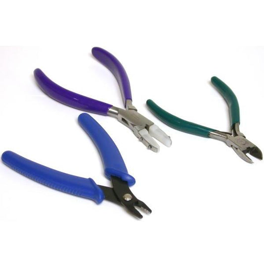 3 Jewelers Pliers Repair Tools - Plastic Tip, Bead Crimping, Side Cutter