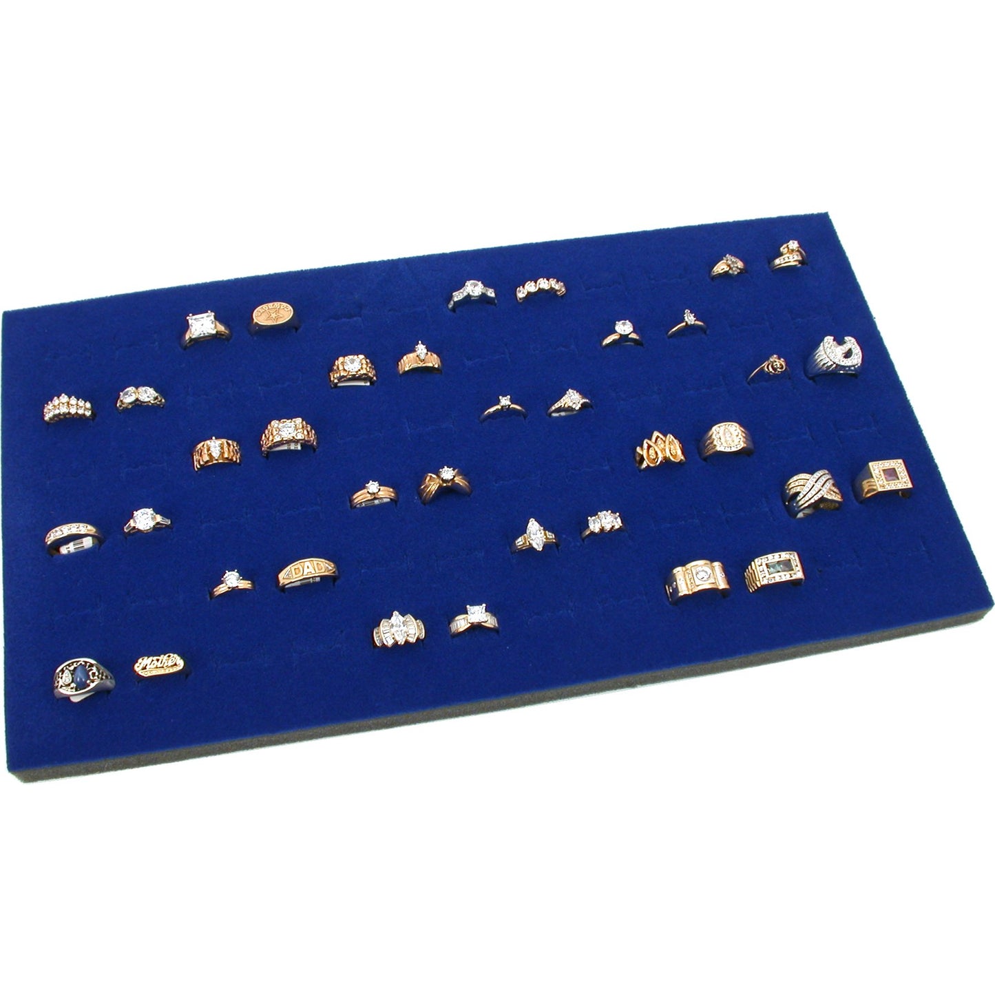 Jewelry Box Display Case 72 Slot Royal Blue Ring Insert New