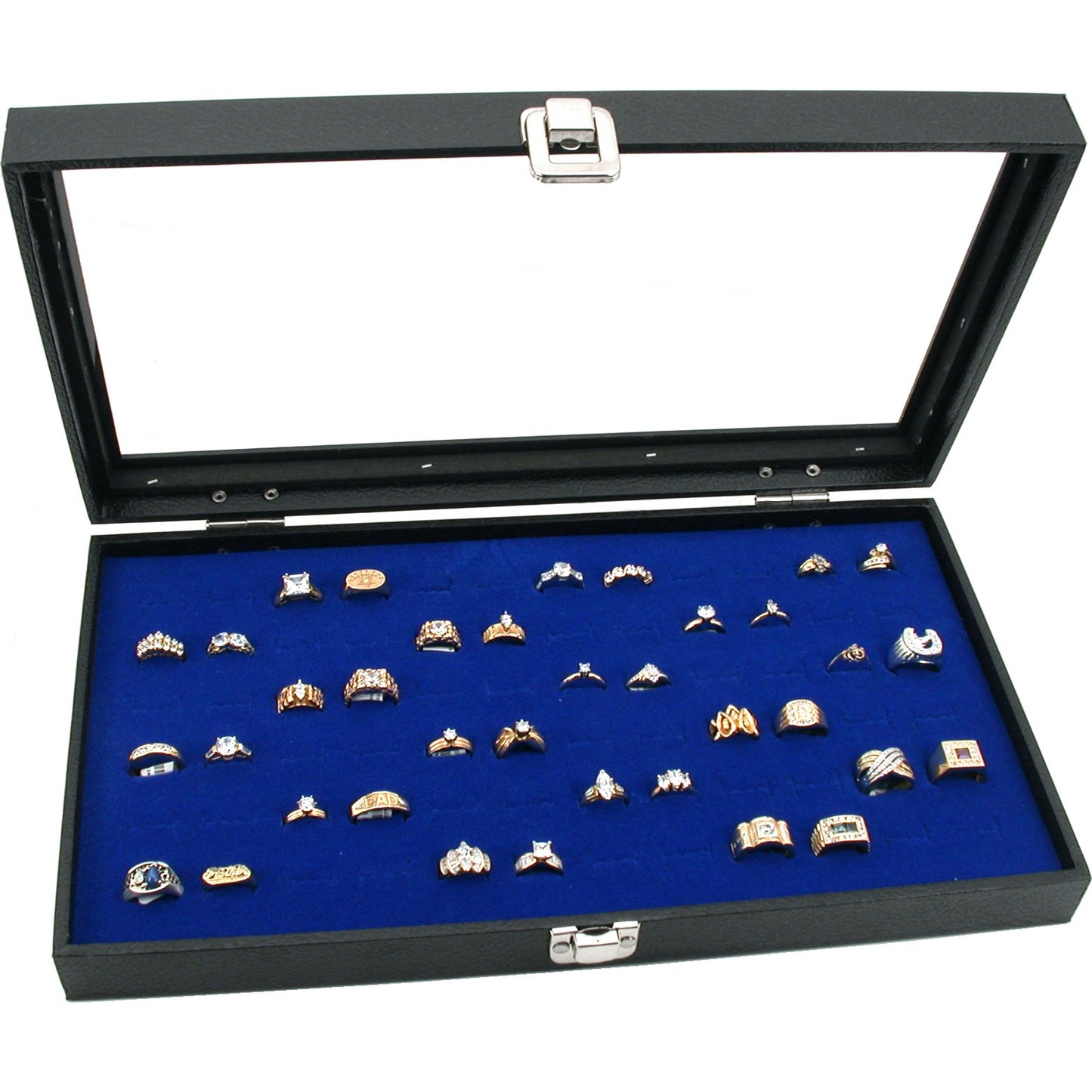 Jewelry Box Display Case 72 Slot Royal Blue Ring Insert New