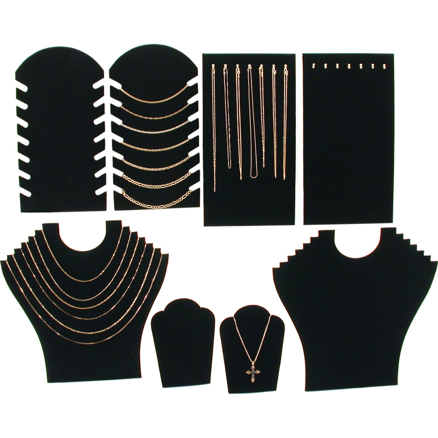 Black Velvet Necklace Jewelry Displays 8 Pc Set New