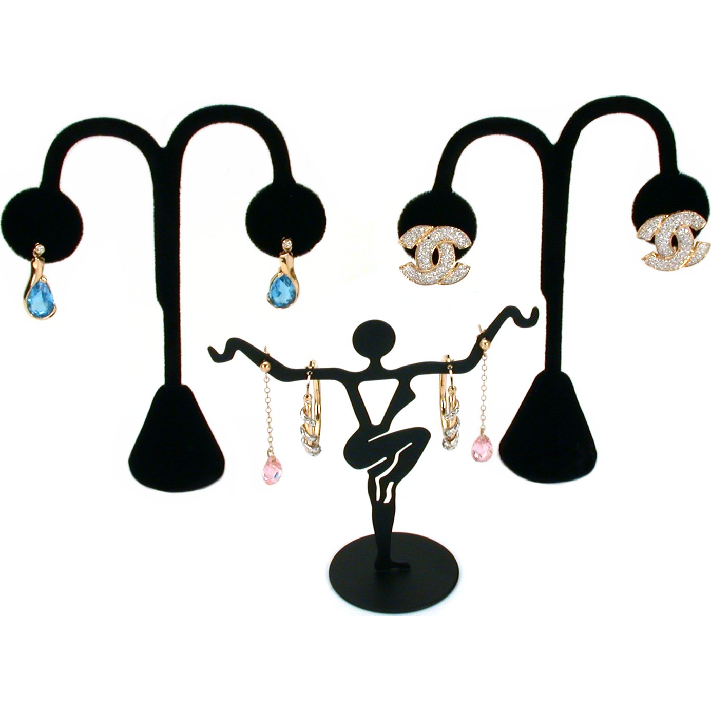 Bracelet, Earring, Necklace, Ring Displays Black Velvet 11Pcs