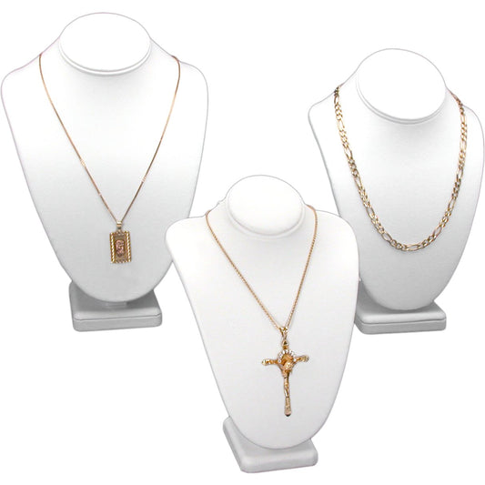 3Pc White Necklace Chain Jewelry Display Bust 11" New