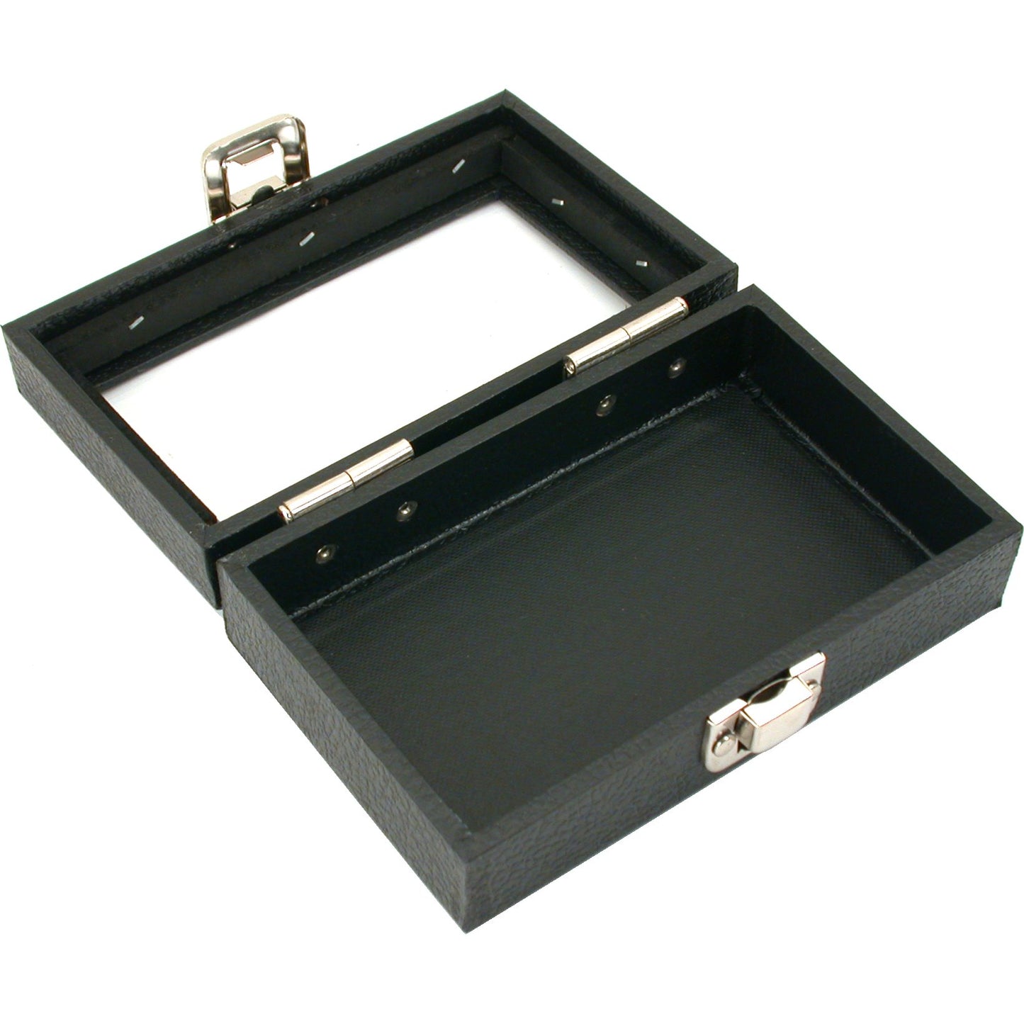 Glass Lid Case & 3 Row Ring Display Insert Black 2Pcs