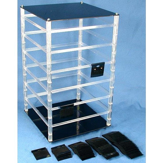 100 Black Earring Cards Revolving Display Case