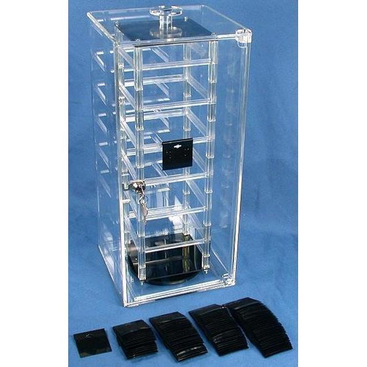 Locking Revolving Earring Display Case 100 Black Cards