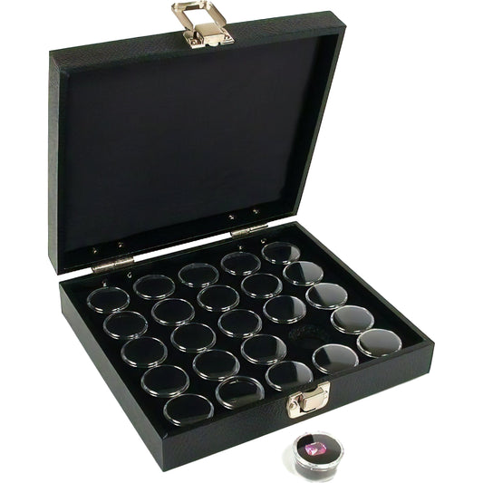 25 Gem Jars Display Tray Gemstone Travel Case