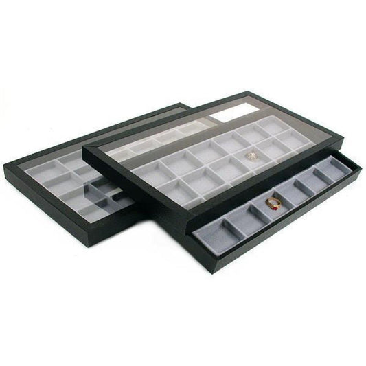 48 Slot Jewelry Display Clear Lid Case