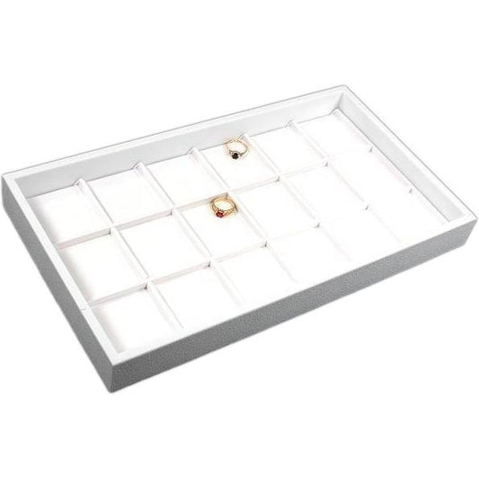 36 Slot Jewelry Coin White Leather Display Travel Tray