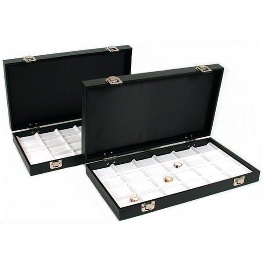 24 Slot Jewelry Display Leather Tray Travel Case