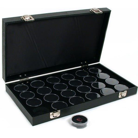 24 Gem Jars Display Tray Gemstone Travel Case