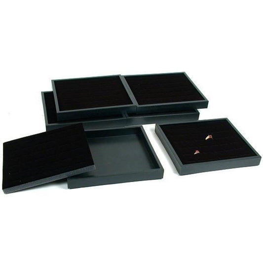 216 Slot Black Ring Velvet Tray Showcase Display Unit