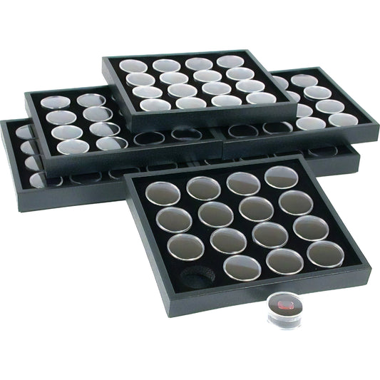 6 16 Black Gem Jars Display & Stackable Tray