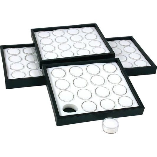 4 16 White Gem Jars Display Inserts & Stackable Tray