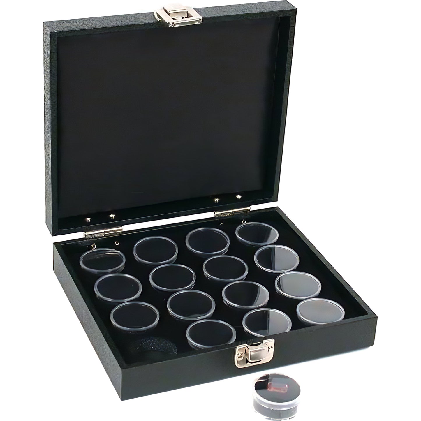 16 Gem Jars Tray Display Gemstone Travel Case