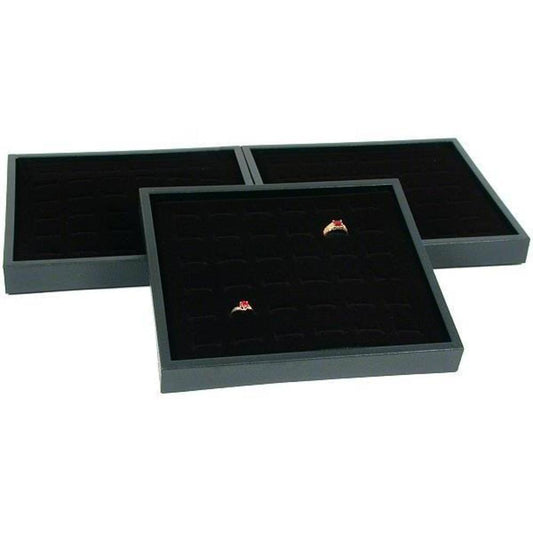 108 Slot Black Ring Tray Velvet Showcase Display Unit