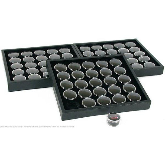 3 25 Black Gem Jars Display & Stackable Tray