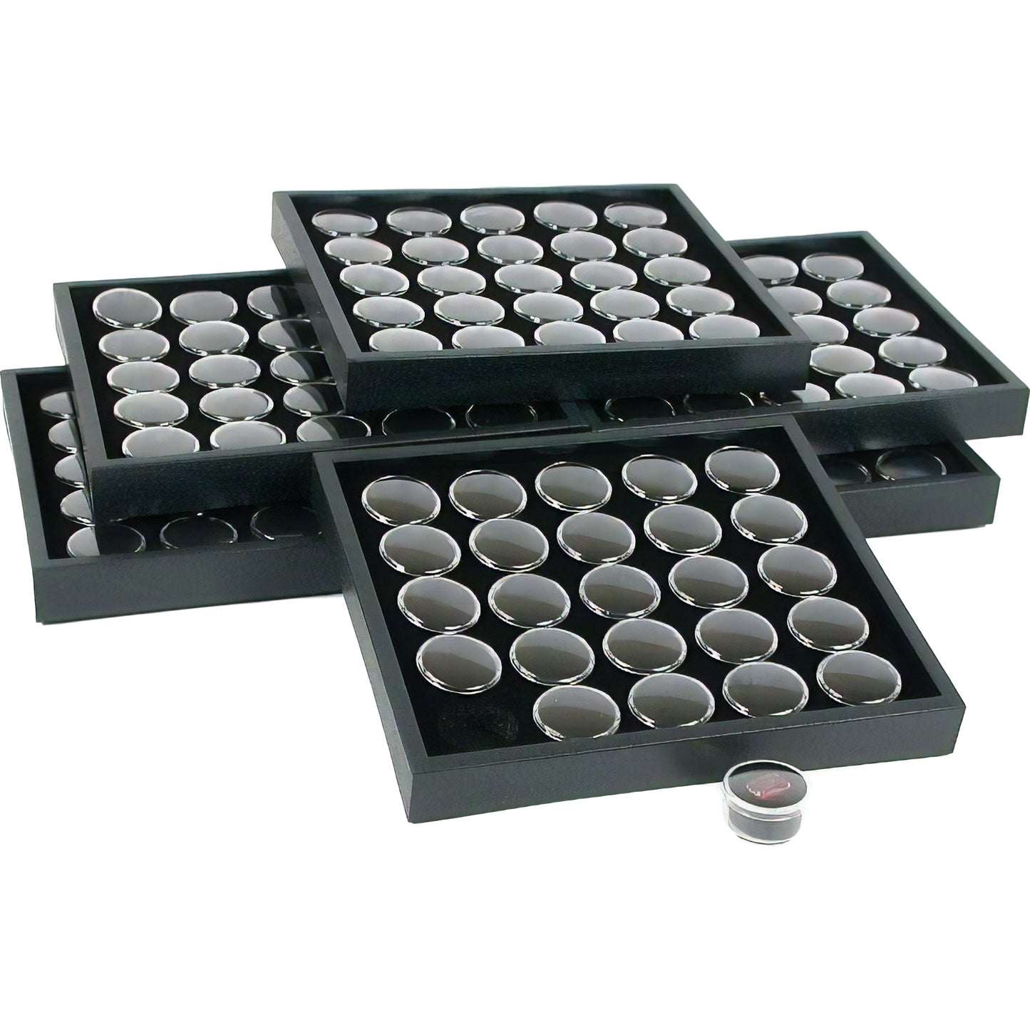 6 25 Black Gem Jars Display & Stackable Tray