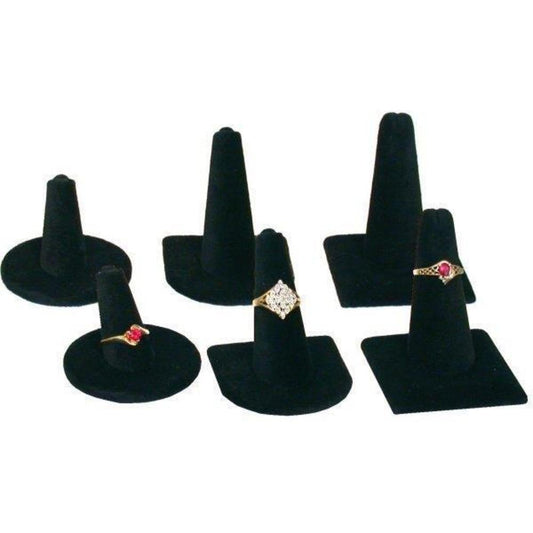 Finger Ring Displays Black Velvet 6Pcs