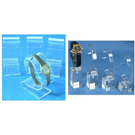 Clear Acrylic Watch Stands & Riser Showcase Countertop displays Kit 8 Pcs