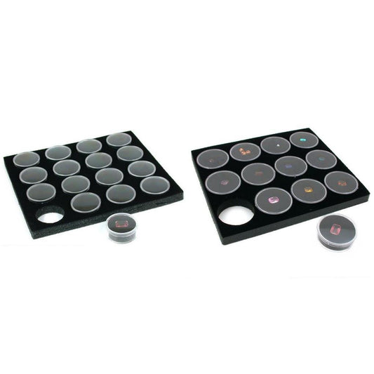 16 & 12 Gem Jars Gemstone Jewelry Tray Insert Pads Showcase Display Kit 2 Pcs