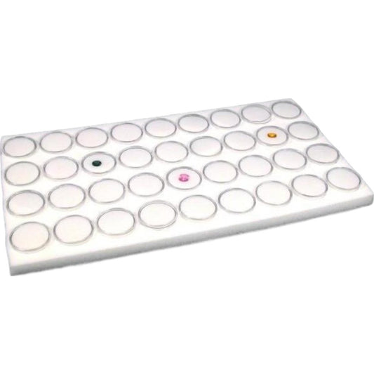 Gemstone White Foam 72 Jars Tray Insert Coins Jewelry Display 14 3/4"