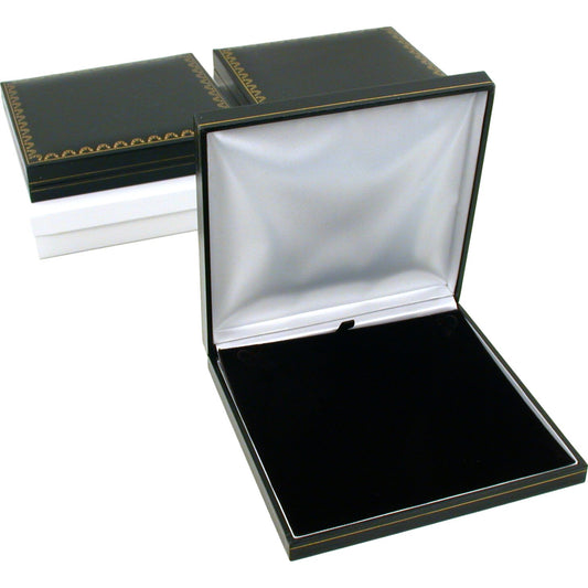 Necklace Gift Boxes Black Faux Leather 6 1/2" 3Pcs