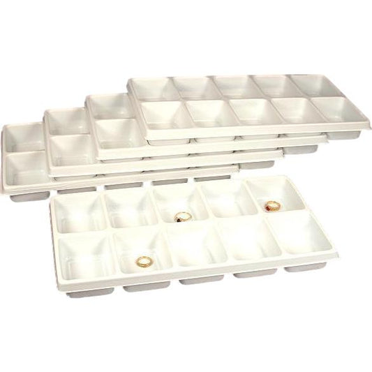 5 White 10 Compartment Jewelry Tray Inserts 1"