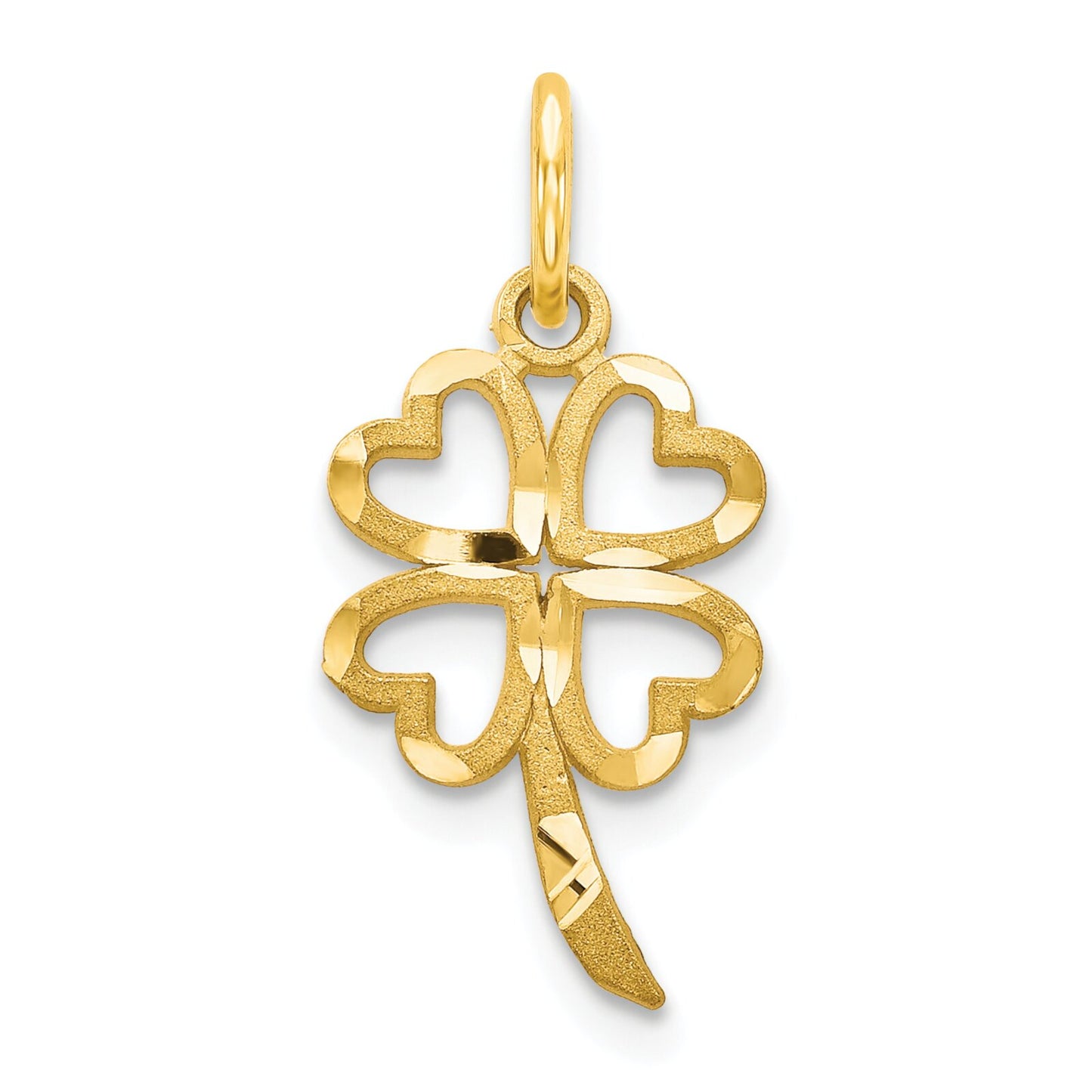 10K Yellow Gold Shamrock Charm Good Luck 4 Leaf Clover