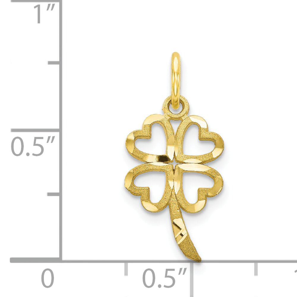 10K Yellow Gold Shamrock Charm Good Luck 4 Leaf Clover